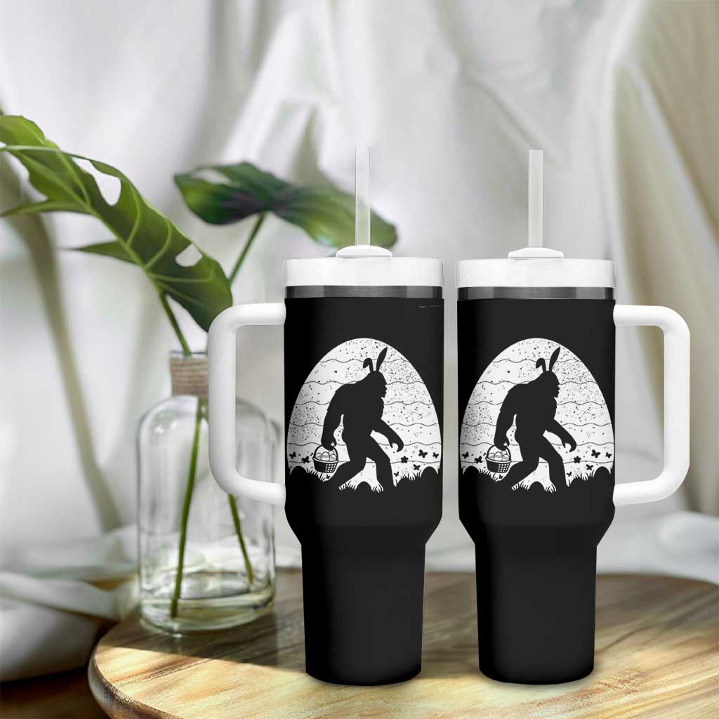 Funny Bigfot Easter Tumbler With Handle Sasquatch Rabbit Night Stroll Moon Egg