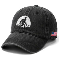 Funny Bigfot Easter Washed Cotton Baseball Cap Sasquatch Rabbit Night Stroll Moon Egg