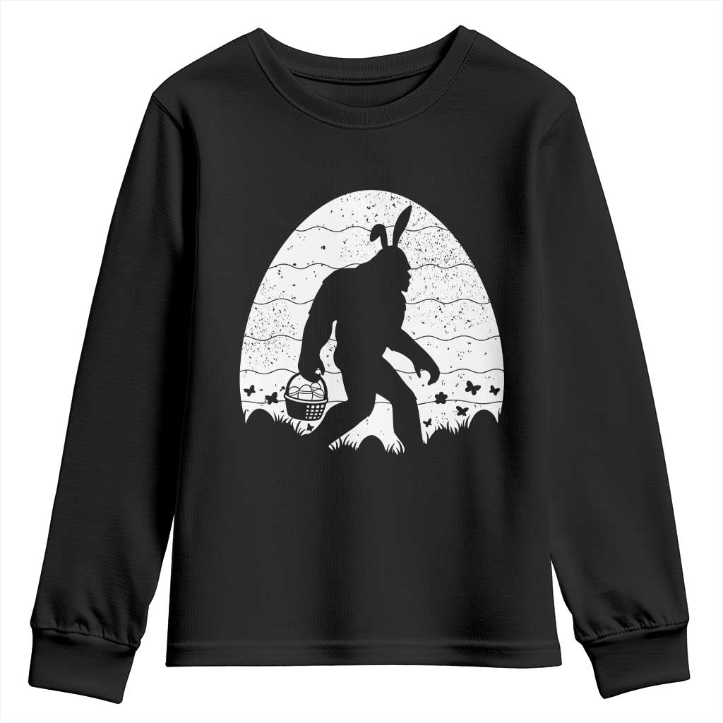 Funny Bigfot Easter Youth Sweatshirt Sasquatch Rabbit Night Stroll Moon Egg