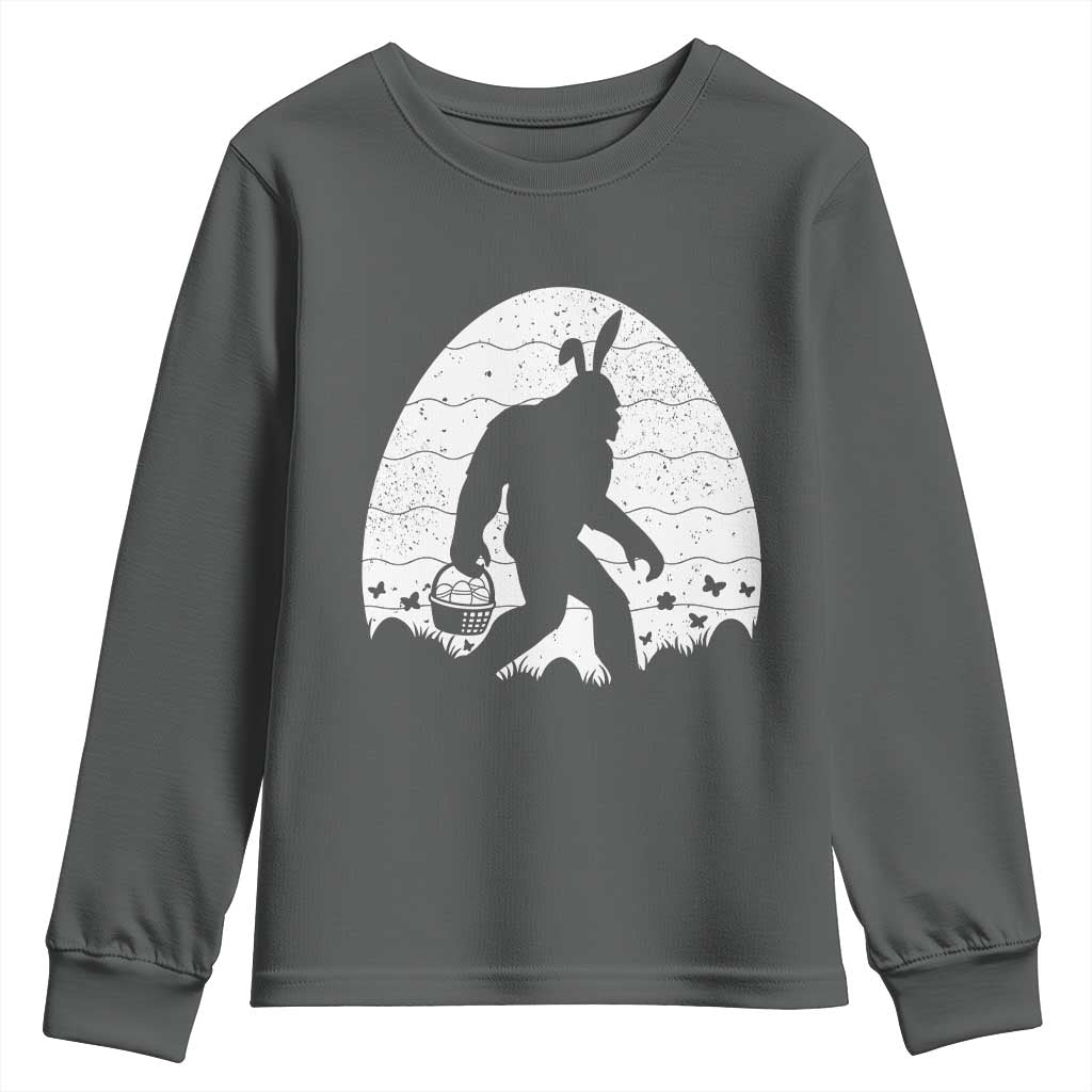 Funny Bigfot Easter Youth Sweatshirt Sasquatch Rabbit Night Stroll Moon Egg
