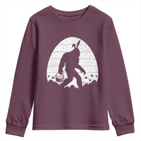 Funny Bigfot Easter Youth Sweatshirt Sasquatch Rabbit Night Stroll Moon Egg