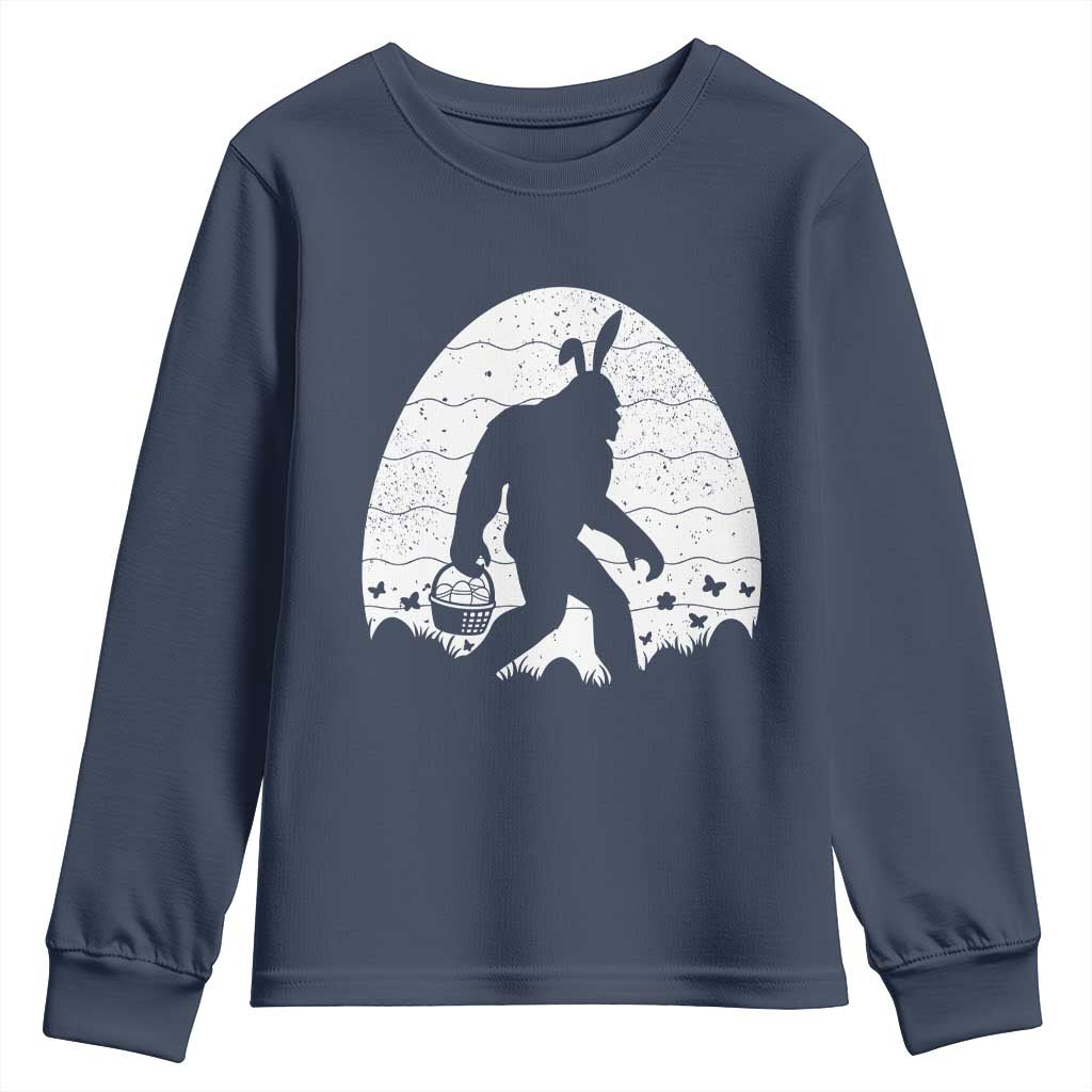 Funny Bigfot Easter Youth Sweatshirt Sasquatch Rabbit Night Stroll Moon Egg