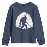 Funny Bigfot Easter Youth Sweatshirt Sasquatch Rabbit Night Stroll Moon Egg