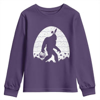 Funny Bigfot Easter Youth Sweatshirt Sasquatch Rabbit Night Stroll Moon Egg