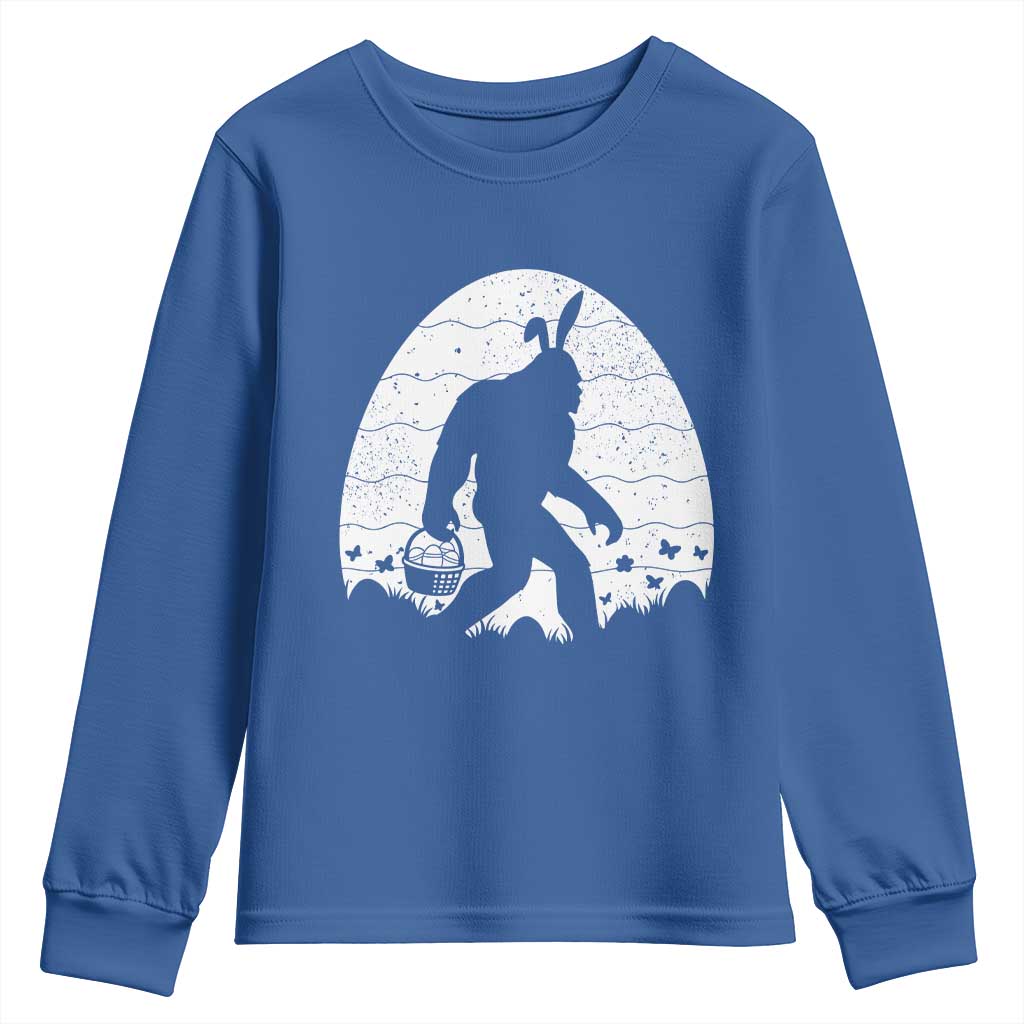 Funny Bigfot Easter Youth Sweatshirt Sasquatch Rabbit Night Stroll Moon Egg