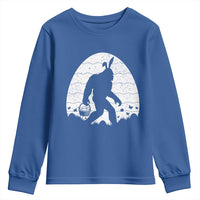 Funny Bigfot Easter Youth Sweatshirt Sasquatch Rabbit Night Stroll Moon Egg