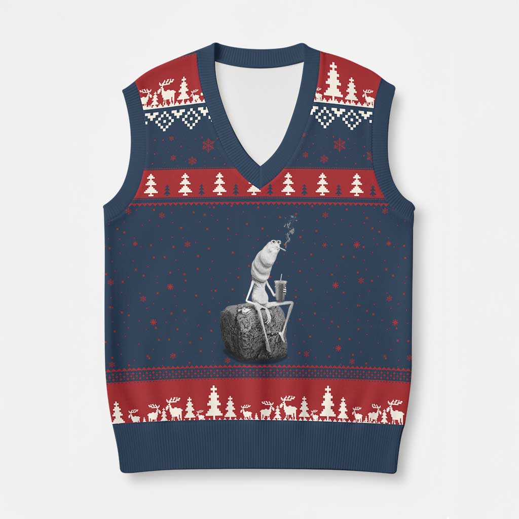 Marcus The Worm Diet Coke V-Neck Knit Sweater Vest Funny Drinking and Smoking Meme