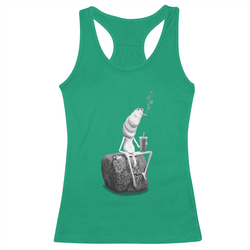 Marcus The Worm Diet Coke Racerback Tank Top Funny Drinking and Smoking Meme