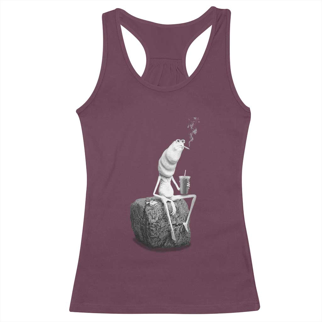 Marcus The Worm Diet Coke Racerback Tank Top Funny Drinking and Smoking Meme