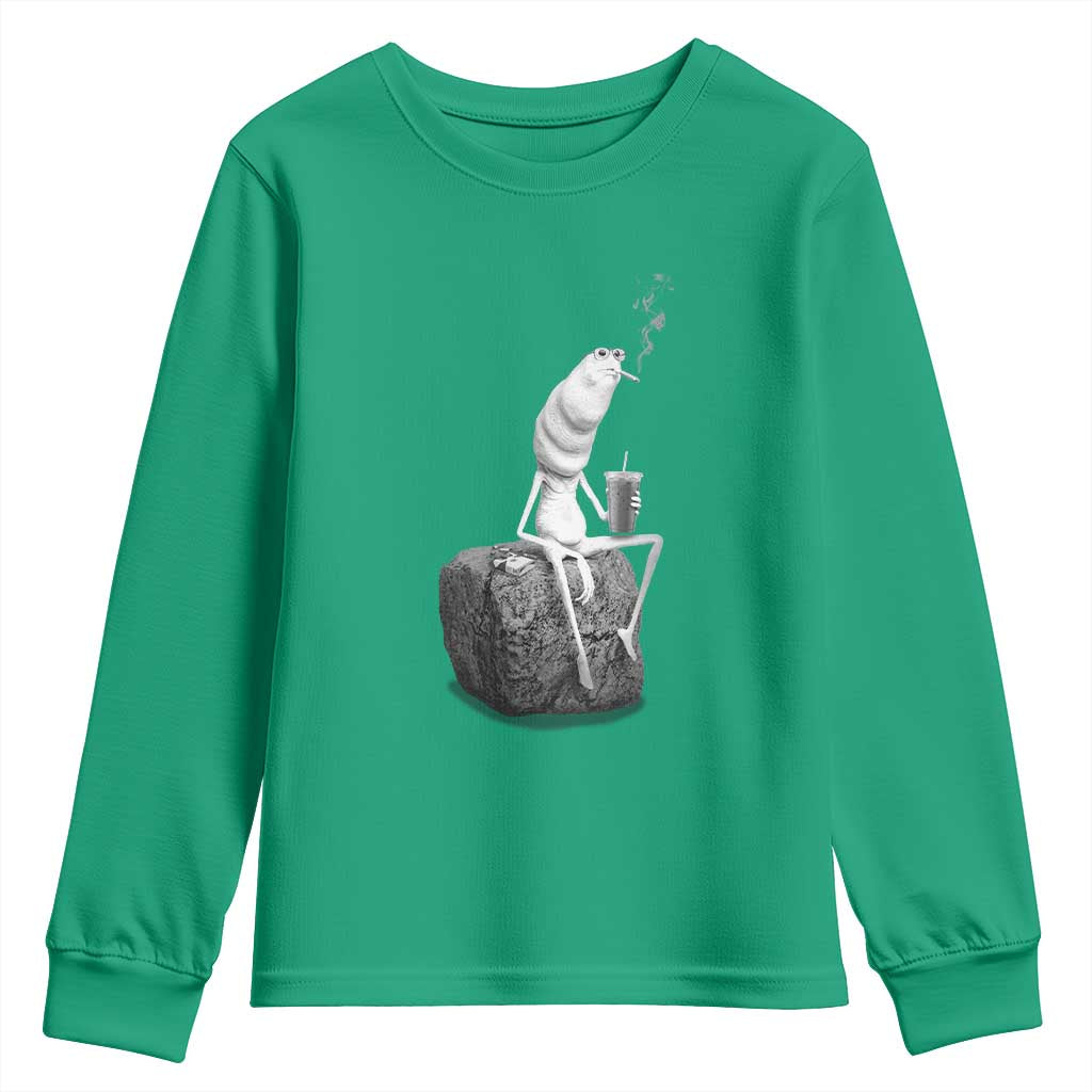 Marcus The Worm Diet Coke Youth Sweatshirt Funny Drinking and Smoking Meme