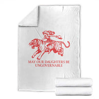 May Our Daughters Be Ungovernable Throw Blanket Vintage Cowgirl Hell Cat Women Empowerment