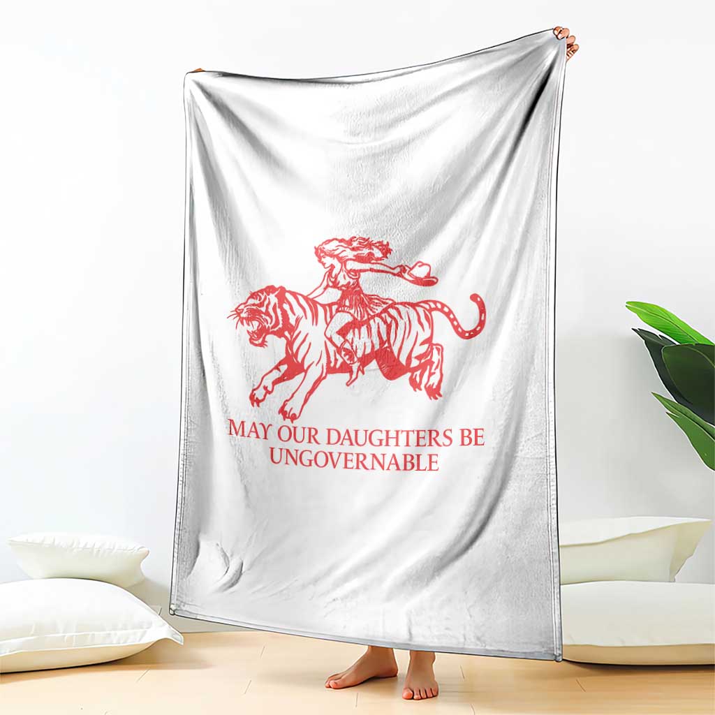 May Our Daughters Be Ungovernable Throw Blanket Vintage Cowgirl Hell Cat Women Empowerment