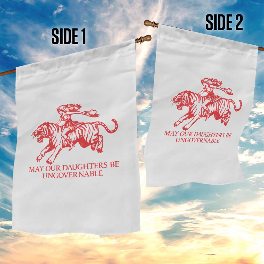 May Our Daughters Be Ungovernable Garden Flag Vintage Cowgirl Hell Cat Women Empowerment