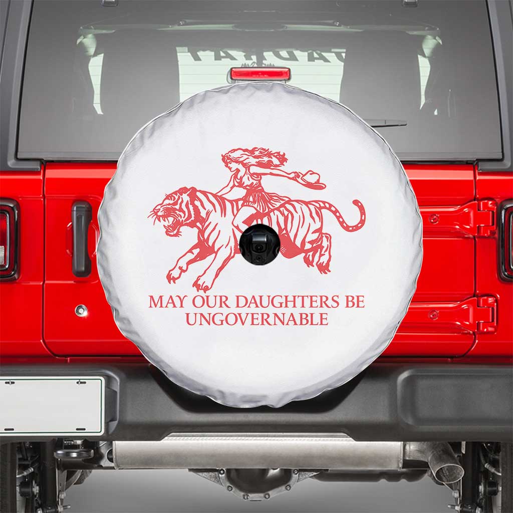 May Our Daughters Be Ungovernable Spare Tire Cover Vintage Cowgirl Hell Cat Women Empowerment