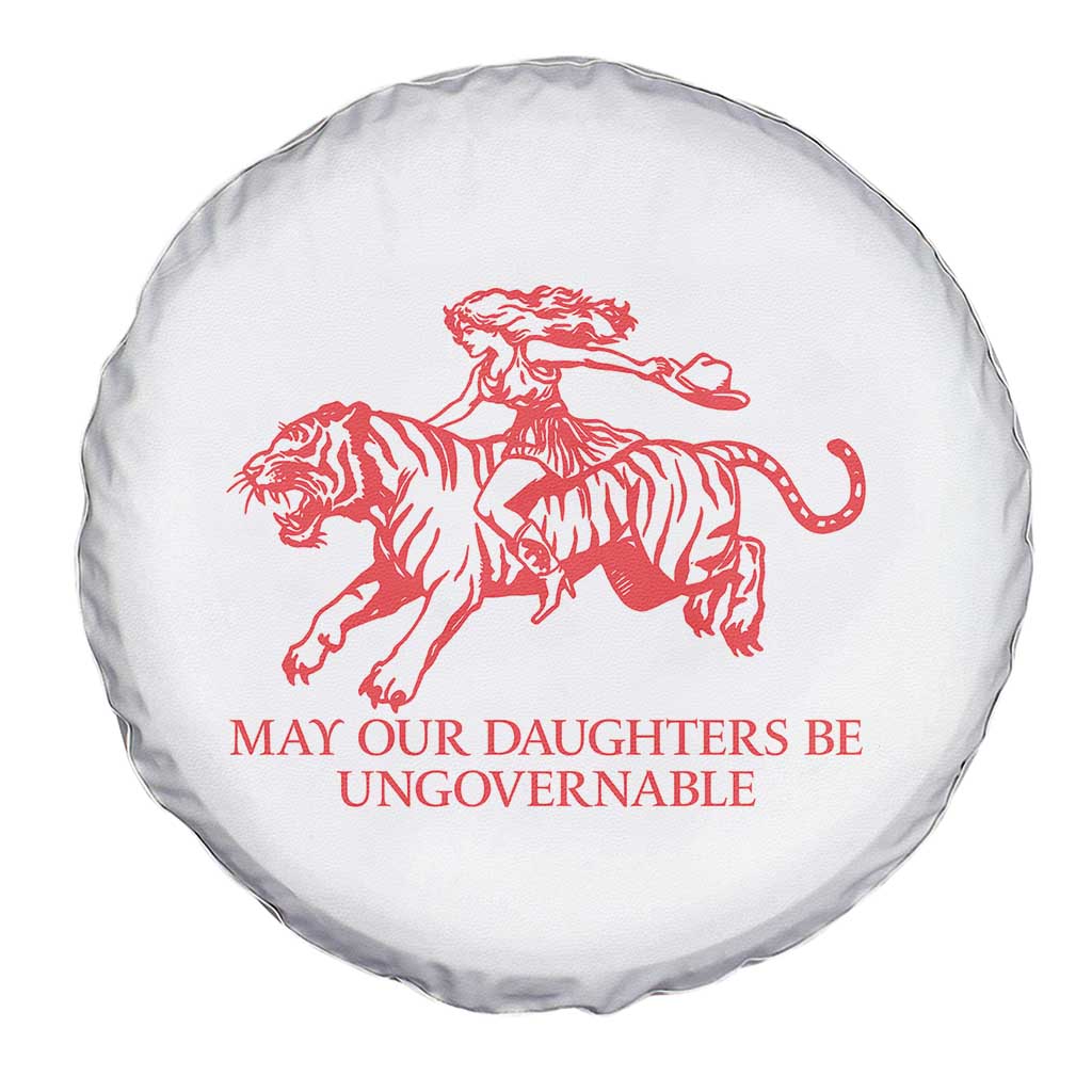 May Our Daughters Be Ungovernable Spare Tire Cover Vintage Cowgirl Hell Cat Women Empowerment