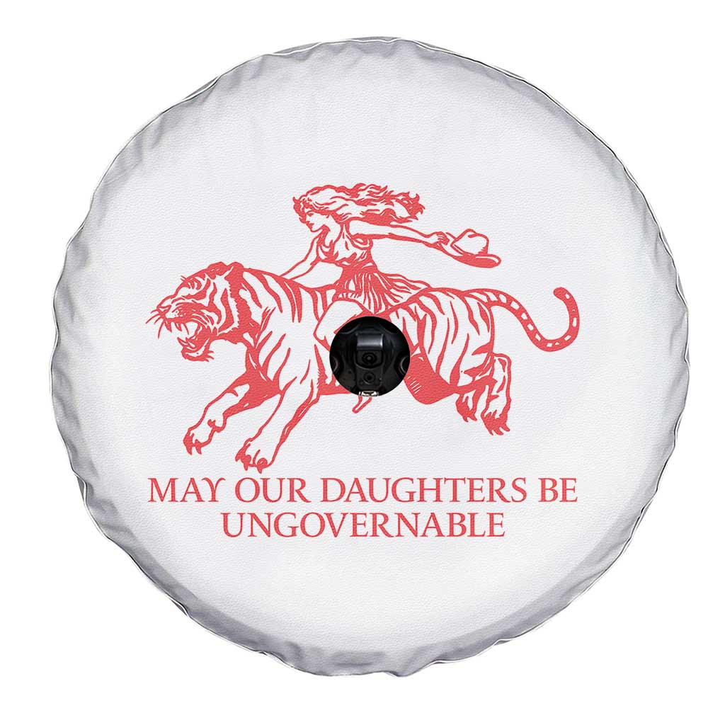 May Our Daughters Be Ungovernable Spare Tire Cover Vintage Cowgirl Hell Cat Women Empowerment