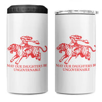May Our Daughters Be Ungovernable 4 in 1 Can Cooler Tumbler Vintage Cowgirl Hell Cat Women Empowerment
