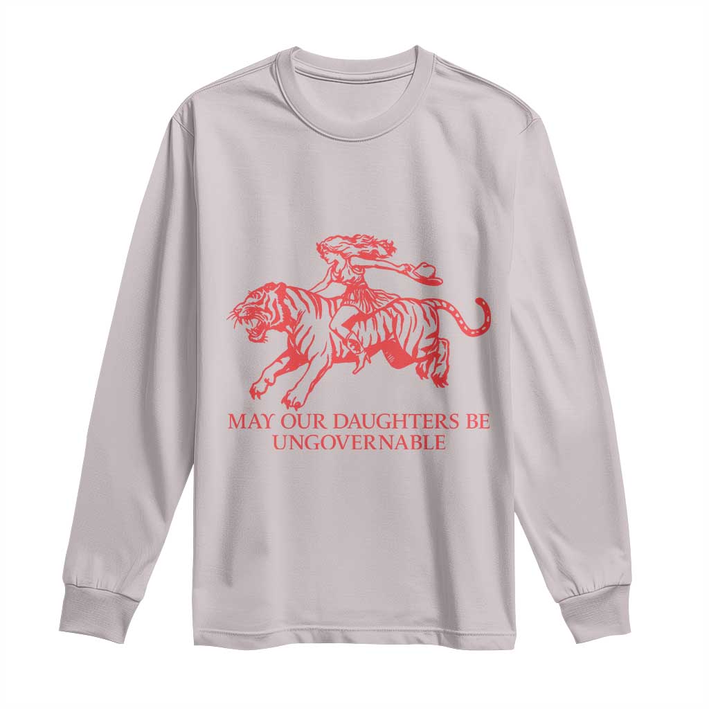 May Our Daughters Be Ungovernable Long Sleeve Shirt Vintage Cowgirl Hell Cat Women Empowerment