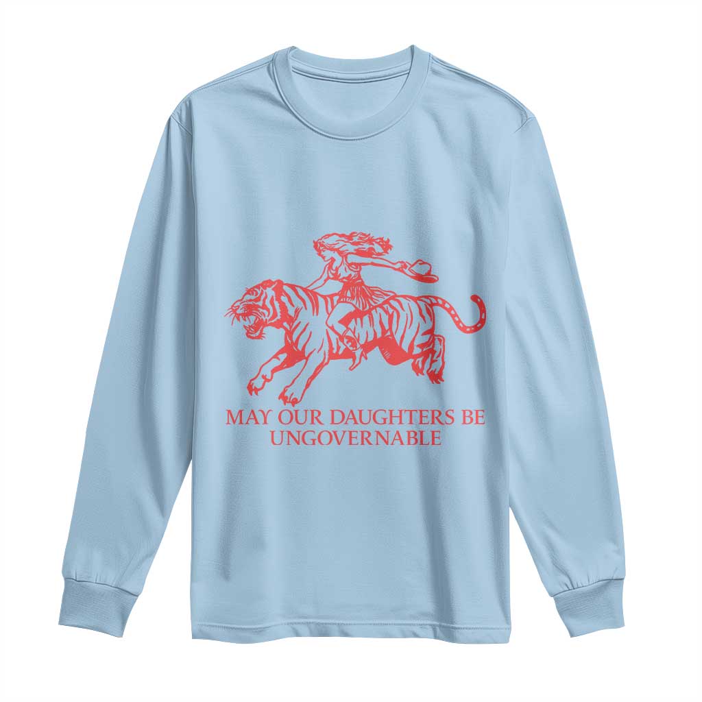 May Our Daughters Be Ungovernable Long Sleeve Shirt Vintage Cowgirl Hell Cat Women Empowerment