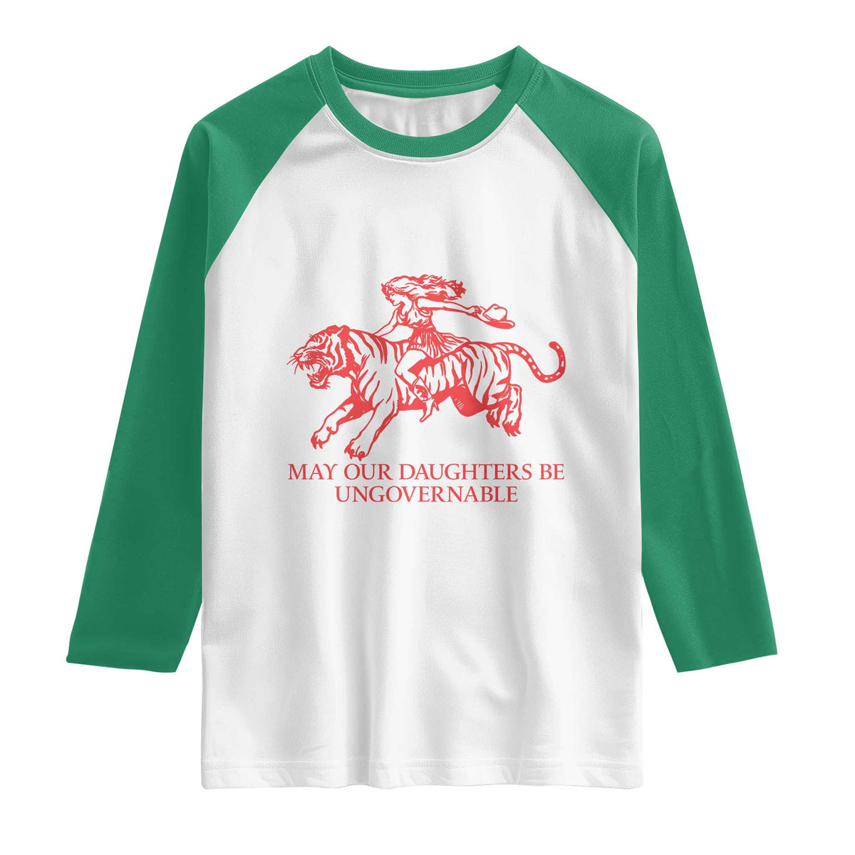 May Our Daughters Be Ungovernable Raglan Shirt Vintage Cowgirl Hell Cat Women Empowerment
