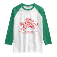May Our Daughters Be Ungovernable Raglan Shirt Vintage Cowgirl Hell Cat Women Empowerment
