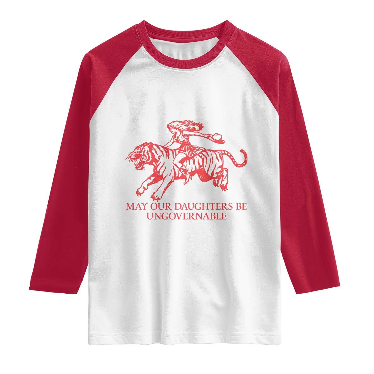 May Our Daughters Be Ungovernable Raglan Shirt Vintage Cowgirl Hell Cat Women Empowerment