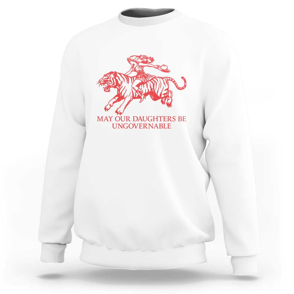 May Our Daughters Be Ungovernable Sweatshirt Vintage Cowgirl Hell Cat Women Empowerment