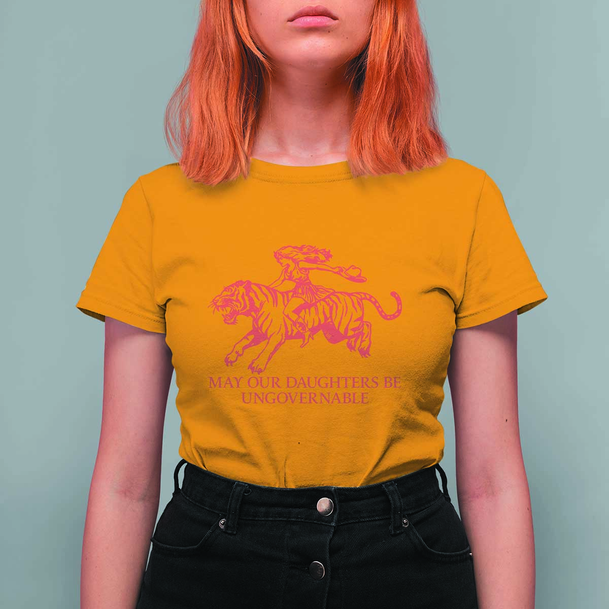 May Our Daughters Be Ungovernable T Shirt For Women Vintage Cowgirl Hell Cat Women Empowerment