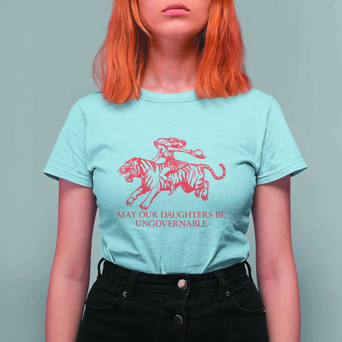 May Our Daughters Be Ungovernable T Shirt For Women Vintage Cowgirl Hell Cat Women Empowerment