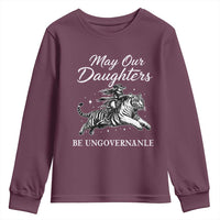 May Our Daughters Be Ungovernable Youth Sweatshirt Cowgirl Western Cowgirl Hell Cat Women's Rights