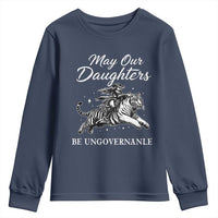 May Our Daughters Be Ungovernable Youth Sweatshirt Cowgirl Western Cowgirl Hell Cat Women's Rights