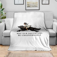 May Our Daughters Be Ungovernable Throw Blanket Girl Riding Wolf Activist Feminist Protest
