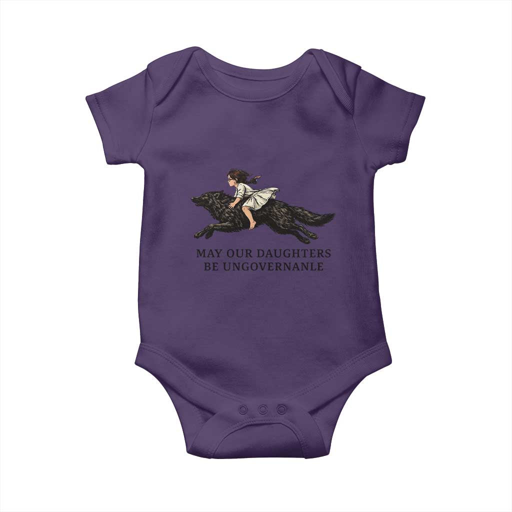 May Our Daughters Be Ungovernable Baby Onesie Girl Riding Wolf Activist Feminist Protest