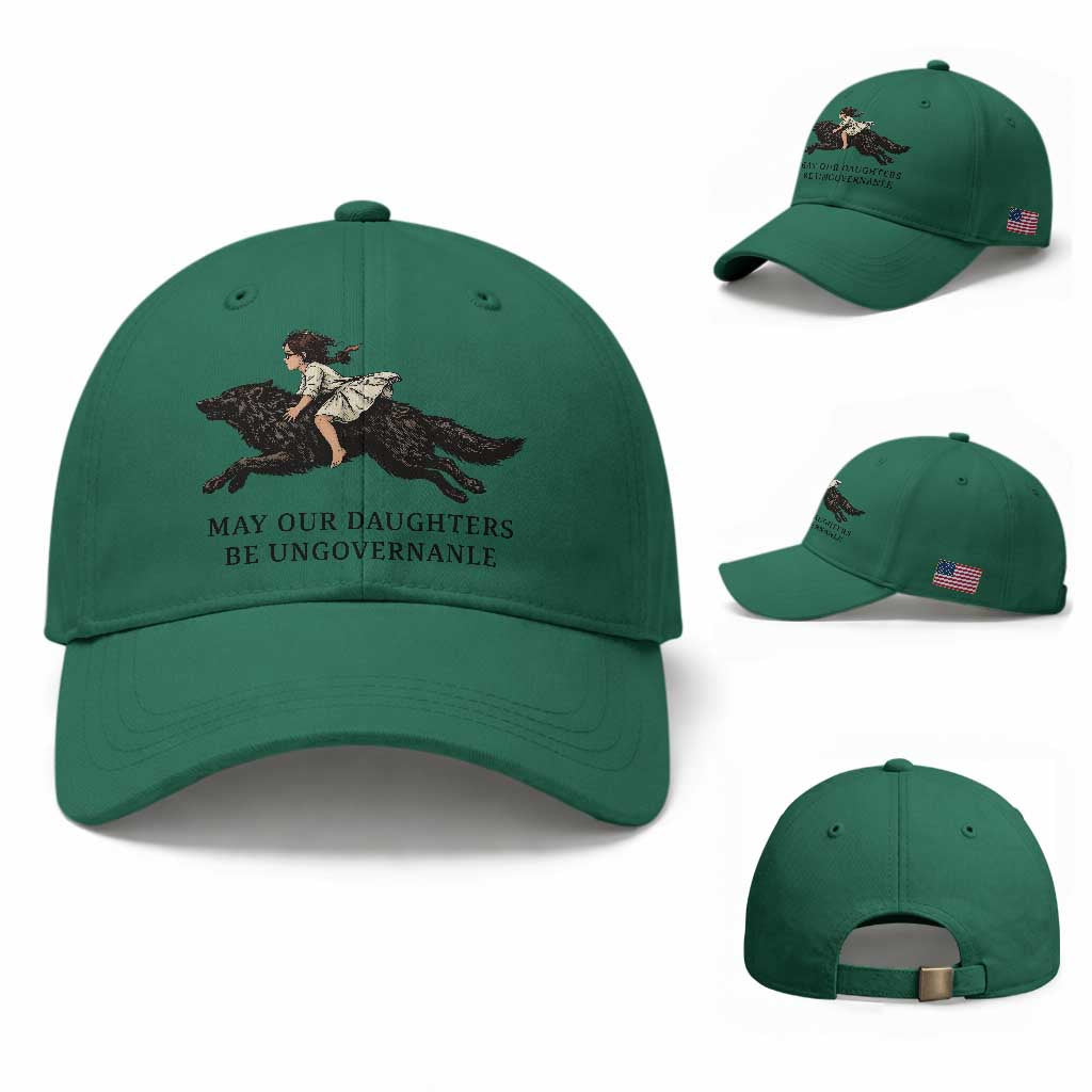 May Our Daughters Be Ungovernable Baseball Cap Girl Riding Wolf Activist Feminist Protest