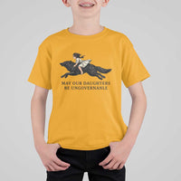May Our Daughters Be Ungovernable T Shirt For Kid Girl Riding Wolf Activist Feminist Protest