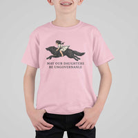 May Our Daughters Be Ungovernable T Shirt For Kid Girl Riding Wolf Activist Feminist Protest