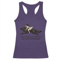 May Our Daughters Be Ungovernable Racerback Tank Top Girl Riding Wolf Activist Feminist Protest