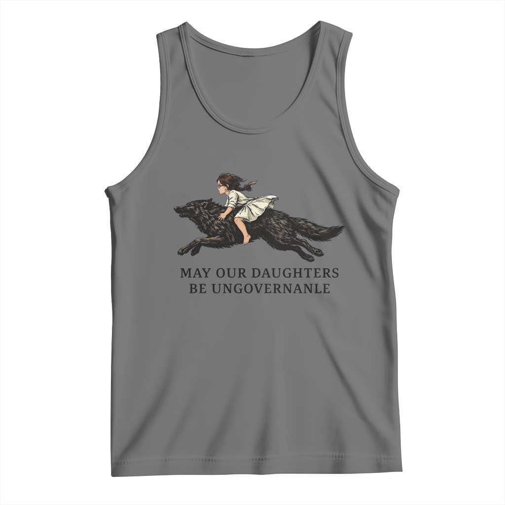 May Our Daughters Be Ungovernable Tank Top Girl Riding Wolf Activist Feminist Protest