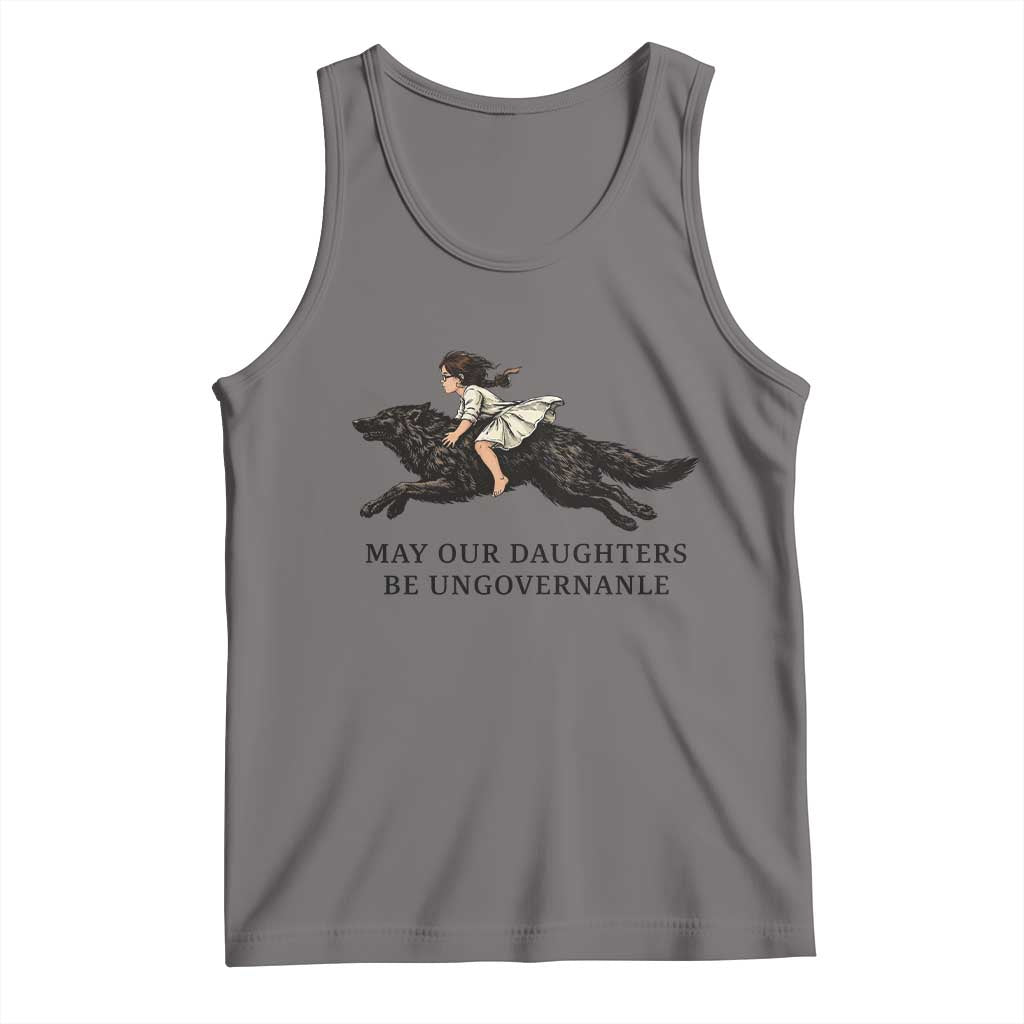 May Our Daughters Be Ungovernable Tank Top Girl Riding Wolf Activist Feminist Protest