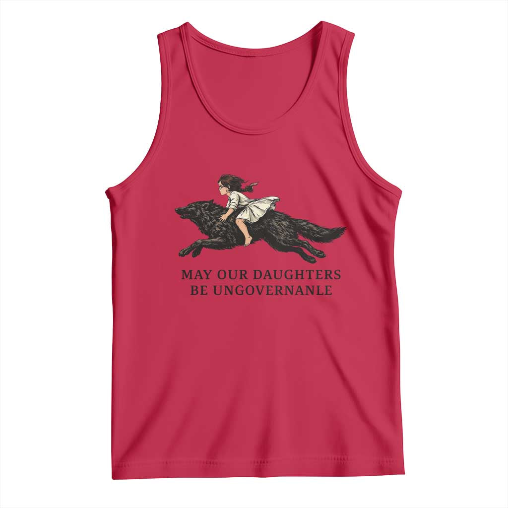 May Our Daughters Be Ungovernable Tank Top Girl Riding Wolf Activist Feminist Protest