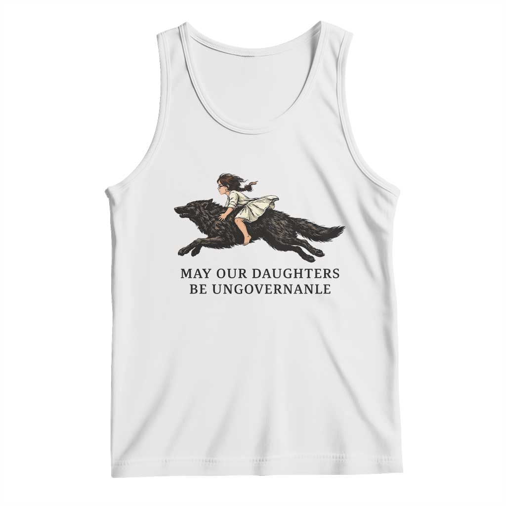 May Our Daughters Be Ungovernable Tank Top Girl Riding Wolf Activist Feminist Protest