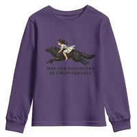 May Our Daughters Be Ungovernable Youth Sweatshirt Girl Riding Wolf Activist Feminist Protest