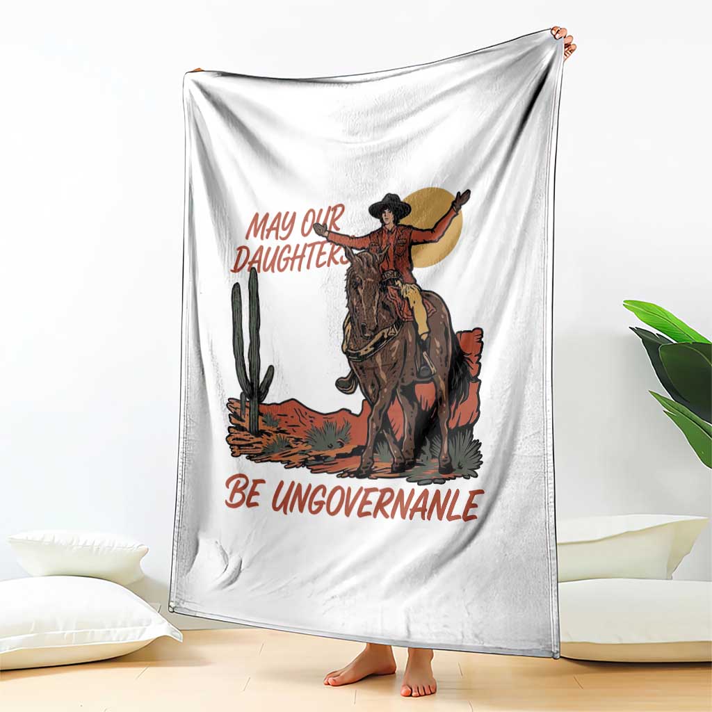 May Our Daughters Be Ungovernable Throw Blanket Retro Cowgirl Western Feminist Protest