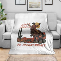 May Our Daughters Be Ungovernable Throw Blanket Retro Cowgirl Western Feminist Protest
