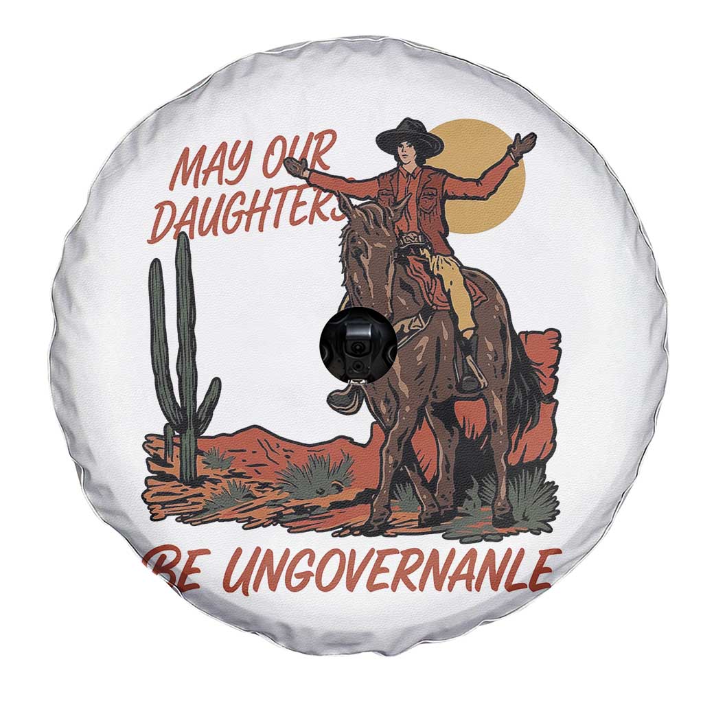 May Our Daughters Be Ungovernable Spare Tire Cover Retro Cowgirl Western Feminist Protest
