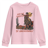 May Our Daughters Be Ungovernable Youth Sweatshirt Retro Cowgirl Western Feminist Protest