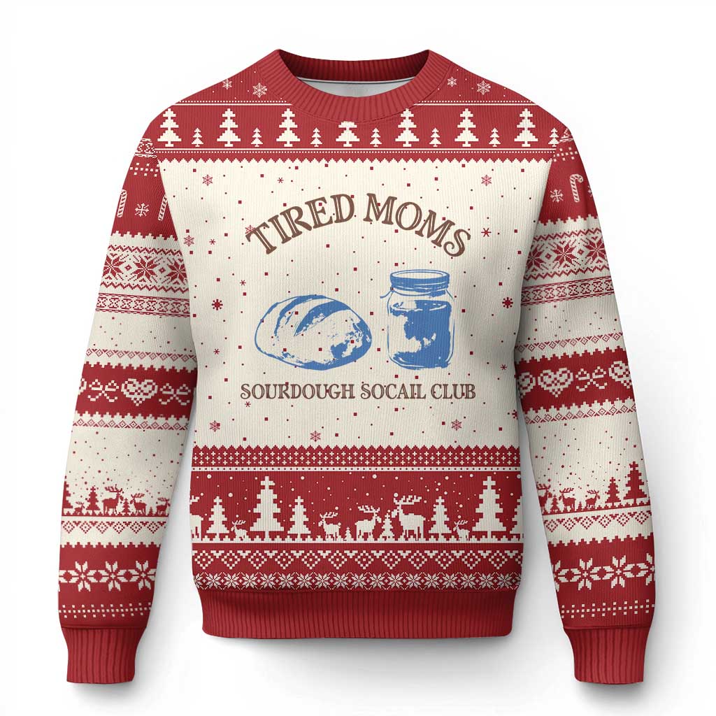 Tired Moms Sourdough Socail Club Ugly Christmas Sweater Funny Baking Baker Humor