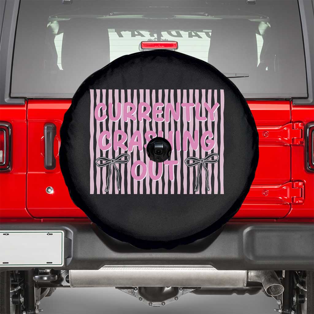 Currently Crashing Out Spare Tire Cover Coquette Pink Bow Sarcastic Funny Quote