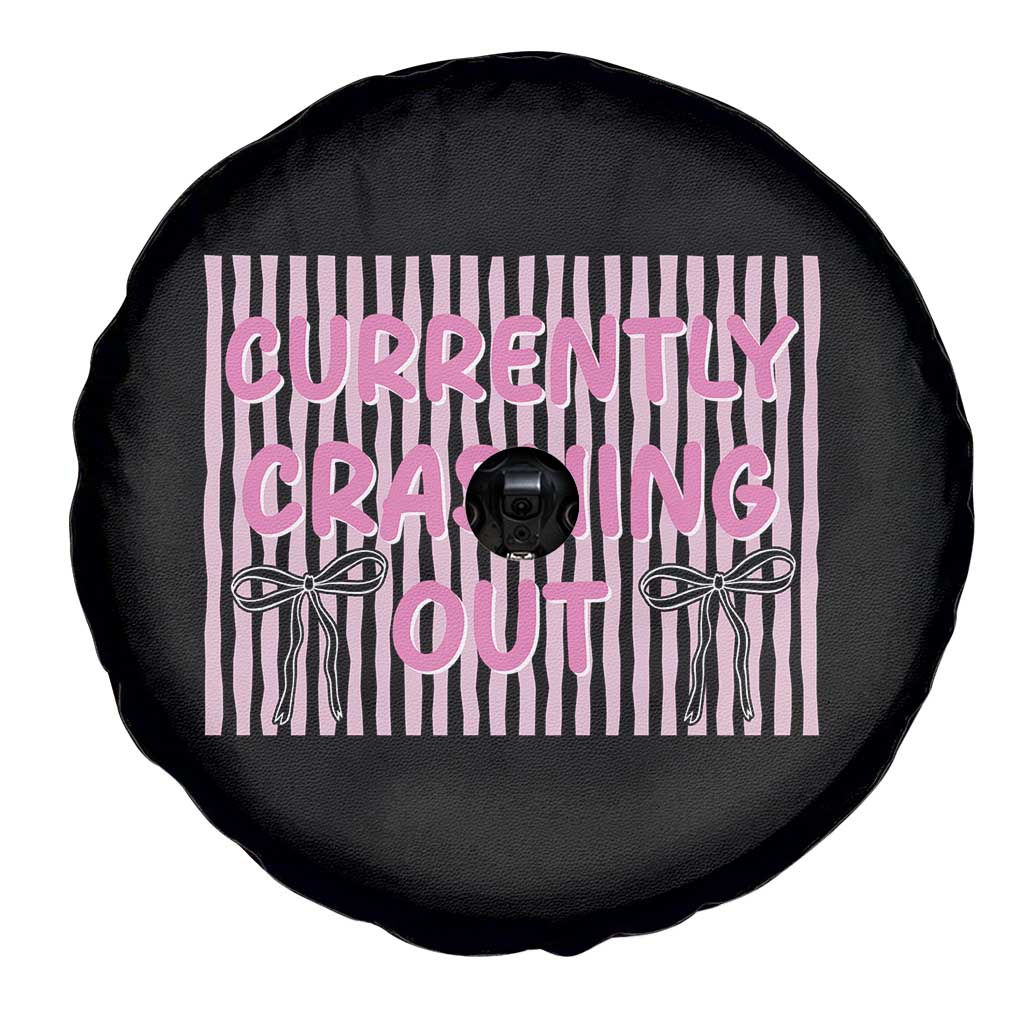 Currently Crashing Out Spare Tire Cover Coquette Pink Bow Sarcastic Funny Quote