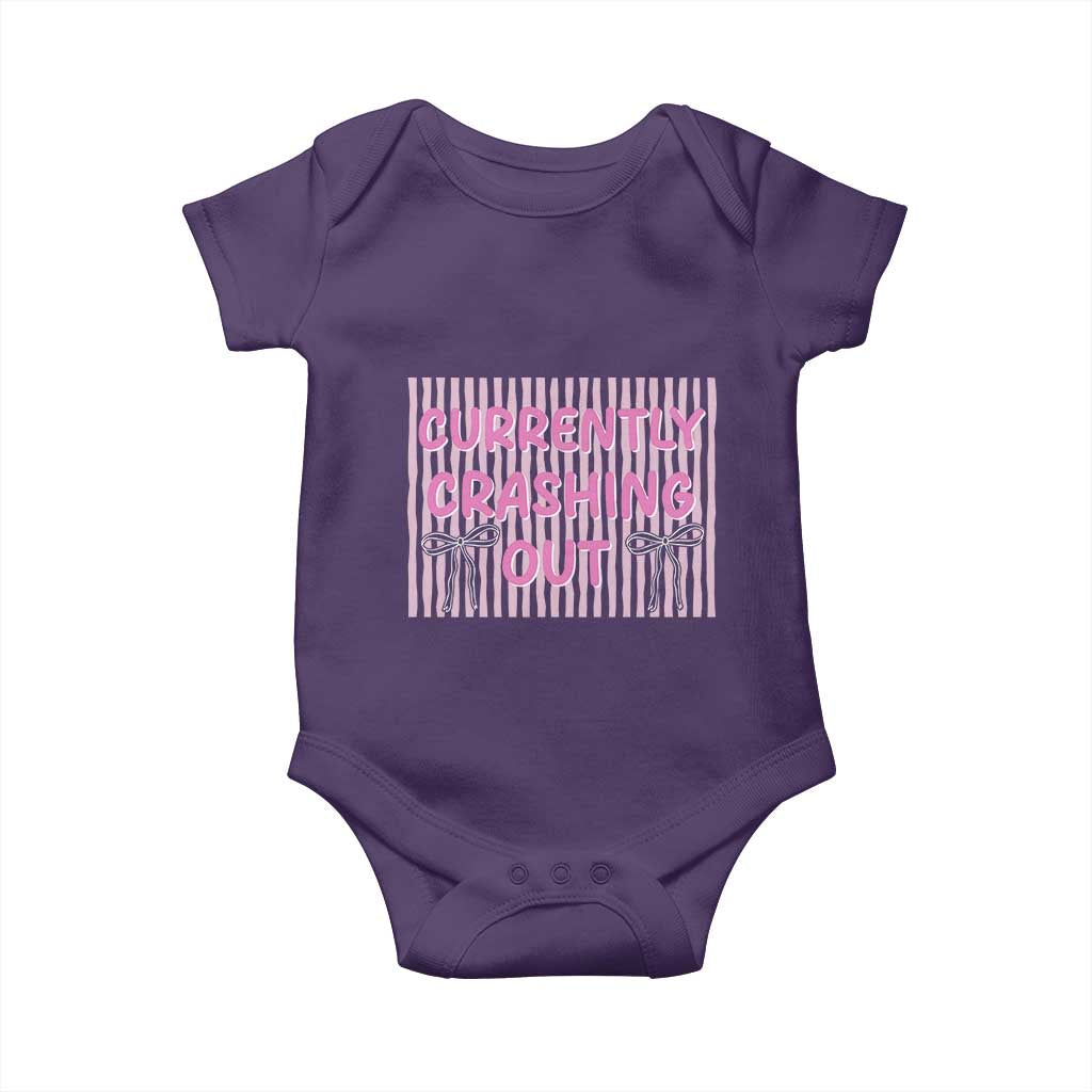 Currently Crashing Out Baby Onesie Coquette Pink Bow Sarcastic Funny Quote